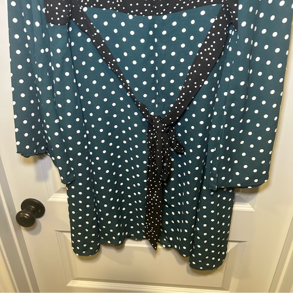 Suzanne Betro Teal/Black Polka Dot Long Sleeve Dress size 2X - Picture 12 of 12